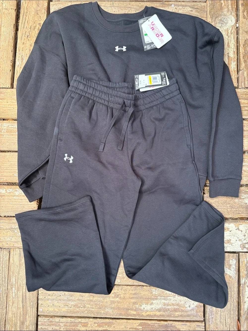 Under Armour Kids Black Sweatpants and Crewneck Set